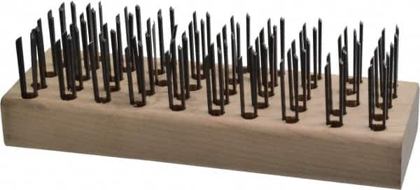 Osborn - 5 Rows x 10 Columns Steel Scratch Brush - 7-5/8" Brush Length, 7-5/8" OAL, 1" Trim Length, Wood Straight Handle - Makers Industrial Supply