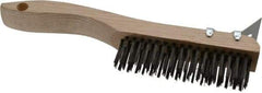 Osborn - 4 Rows x 16 Columns Steel Scratch Brush - 5-1/4" Brush Length, 10" OAL, 1-1/8" Trim Length, Wood Shoe Handle - Makers Industrial Supply