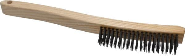 Osborn - 4 Rows x 19 Columns Steel Scratch Brush - 6" Brush Length, 13-11/16" OAL, 1-1/8" Trim Length, Wood Curved Handle - Makers Industrial Supply