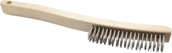 Osborn - 4 Rows x 19 Columns Stainless Steel Scratch Brush - 6" Brush Length, 13-11/16" OAL, 1-1/8" Trim Length, Wood Curved Handle - Makers Industrial Supply
