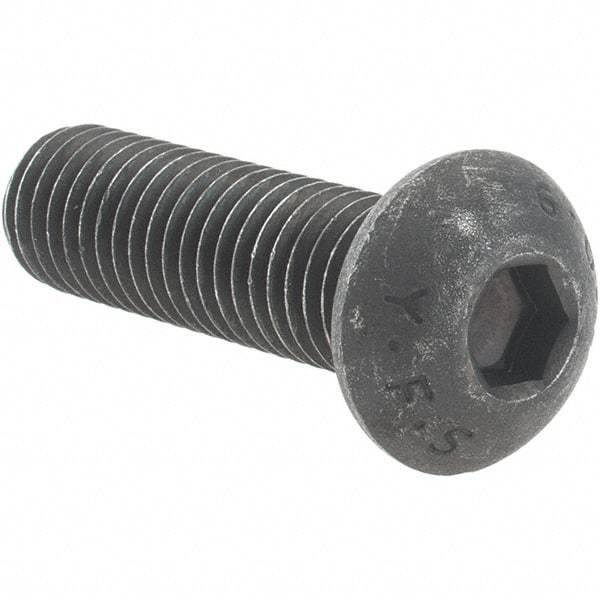 Value Collection - M10x1.50 Metric Coarse Hex Socket Drive, Button Screw - Grade 10.9 Alloy Steel, Black Oxide Finish, Fully Threaded, 35mm Length Under Head - Makers Industrial Supply