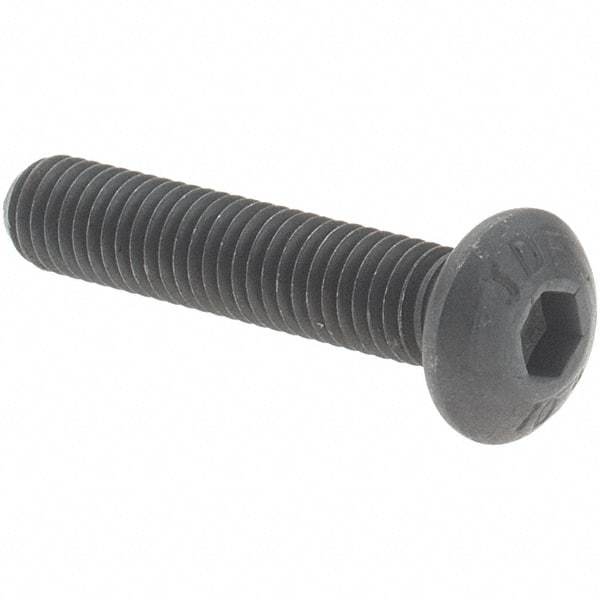 Value Collection - M5x0.80 Metric Coarse Hex Socket Drive, Button Screw - Grade 10.9 Alloy Steel, Black Oxide Finish, Fully Threaded, 25mm Length Under Head - Makers Industrial Supply