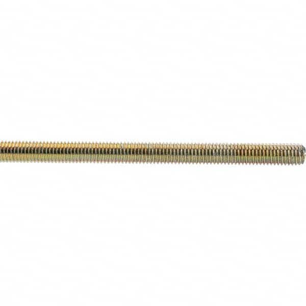 Value Collection - 1/2-13 UNC (Coarse), 3' Long, Low Carbon Steel Threaded Rod - Yellow Zinc-Plated Finish, Right Hand Thread - Makers Industrial Supply