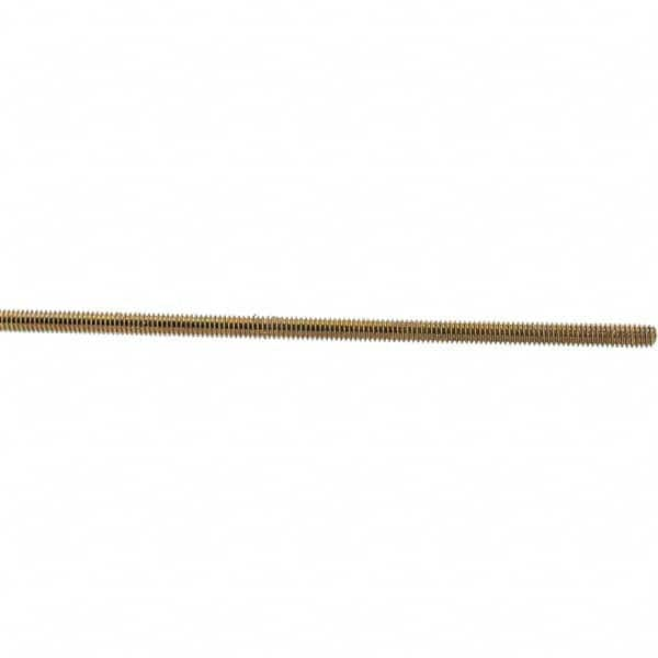 Value Collection - 1/4-20 UNC (Coarse), 3' Long, Low Carbon Steel Threaded Rod - Yellow Zinc-Plated Finish, Right Hand Thread - Makers Industrial Supply