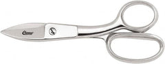 Clauss - 5" LOC, 7-3/4" OAL Chrome Plated Straight Shears - Serrated, Steel Straight Handle, For Paper, Fabric - Makers Industrial Supply