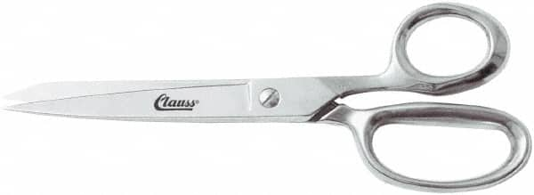 Clauss - 4" LOC, 8" OAL Chrome Plated Straight Shears - Steel Straight Handle, For Paper, Fabric - Makers Industrial Supply