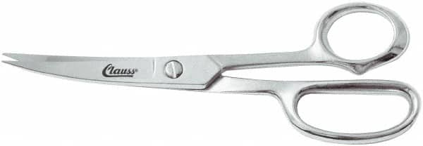 Clauss - 5" LOC, 8-1/2" OAL Chrome Plated Curved Shears - Steel Offset Handle, For Paper, Fabric - Makers Industrial Supply