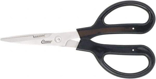 Clauss - 4" LOC, 9-1/4" OAL Stainless Steel Blunt Point Trimmers - Serrated, Plastic Handle, For Paper, Fabric - Makers Industrial Supply