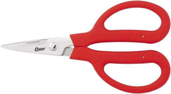 Clauss - 3" LOC, 9-1/4" OAL Stainless Steel Blunt Point Trimmers - Serrated, Plastic Handle, For Paper, Fabric - Makers Industrial Supply