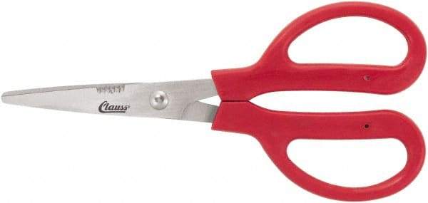 Clauss - 4" LOC, 7" OAL Stainless Steel Dubbed Trimmers - Serrated, Plastic Handle, For Paper, Fabric - Makers Industrial Supply