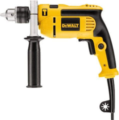 DeWALT - 120 Volt 1/2" Keyed Chuck Electric Hammer Drill - 0 to 47,600 BPM, 0 to 2,800 RPM, Reversible, Pistol Grip with Side Handle - Makers Industrial Supply