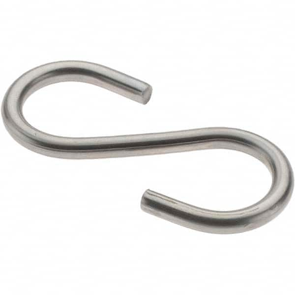 Value Collection - 304 Stainless Steel Uncoated S-Hook - 26 Lb Capacity, 0.148" Wire, 2" OAL - Makers Industrial Supply