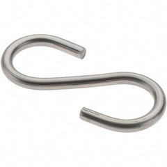 Value Collection - 304 Stainless Steel Uncoated S-Hook - 26 Lb Capacity, 0.148" Wire, 2" OAL - Makers Industrial Supply