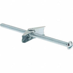 Value Collection - 1/4" Diam, 5" Long, Toggle Bolt Drywall & Hollow Wall Anchor - Steel, Use with Concrete/Masonry, Hollow Tile, Plaster & Wallboard - Makers Industrial Supply