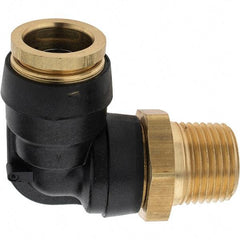 Parker - 5/8" Outside Diam, 1/2 Thread, Brass Push-to-Connect Tube Male Elbow - 250 Max psi, Tube to Male NPT Connection - Makers Industrial Supply