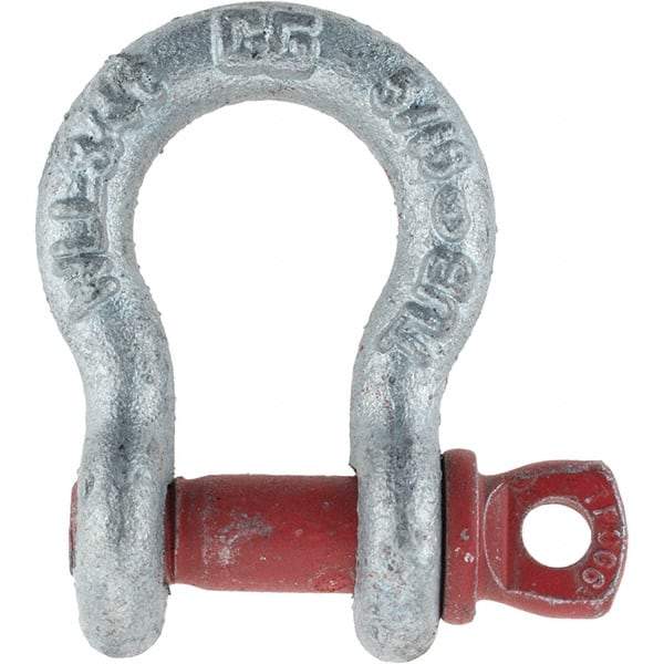 Value Collection - 5/16" Nominal Chain Size, 0.75 Ton Steel Screw Anchor Shackle - Makers Industrial Supply