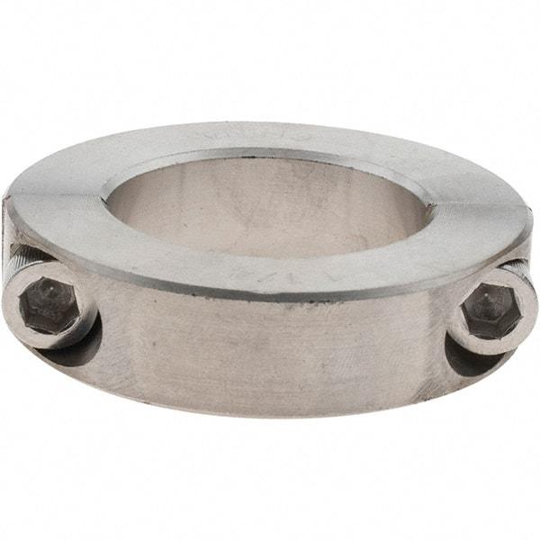 Value Collection - 1-1/4" Bore, Stainless Steel, Two Piece Shaft Collar - 2-1/16" Outside Diam, 1/2" Wide - Makers Industrial Supply