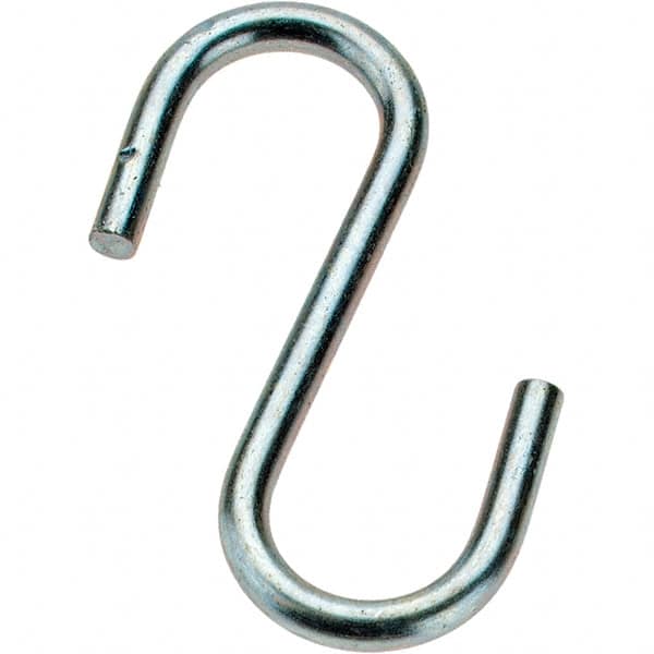 Value Collection - Trade Size 27, Carbon Steel Bright Zinc S-Hook - 12 Lb Capacity, 0.08" Wire, 1" OAL - Makers Industrial Supply