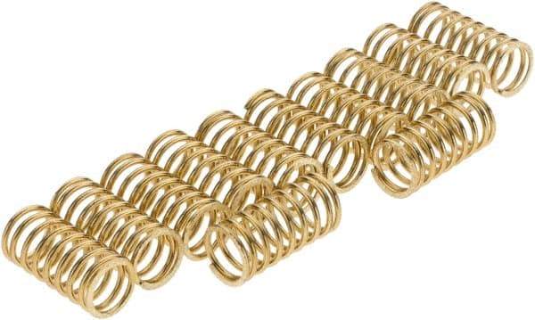 Value Collection - 3/8" OD, 0.042" Wire, Compression Spring - 7.4 Lb Spring Rating, Brass - Makers Industrial Supply