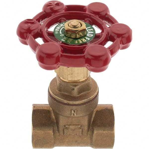 Value Collection - 1/4" Pipe, FNPT x FNPT Bronze Solid Wedge Gate Valve - 200 WOG, 125 WSP, For Use with Plumbing Application - Makers Industrial Supply