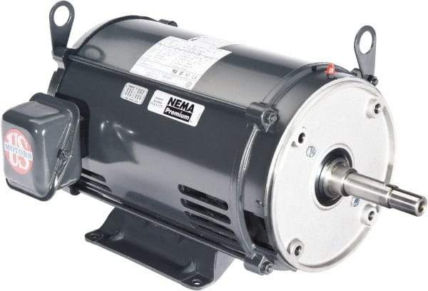 US Motors - ODP Enclosure, No Thermal Protection, 1,740 RPM, 208-230/460 Volt, 60 Hz, Three Phase Energy Efficient Motor - Size 143 Frame, Rigid Mount, 1 Speed, Ball Bearings, 3.1-3/1.5 Full Load Amps, F Class Insulation, CCW Lead End - Makers Industrial Supply