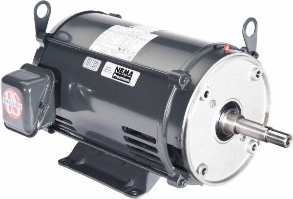 US Motors - 10 hp, ODP Enclosure, No Thermal Protection, 3,505 RPM, 575 Volt, 60 Hz, Three Phase Energy Efficient Motor - Size 213 Frame, Rigid Mount, 1 Speed, Ball Bearings, 10.2 Full Load Amps, F Class Insulation, CCW Lead End - Makers Industrial Supply