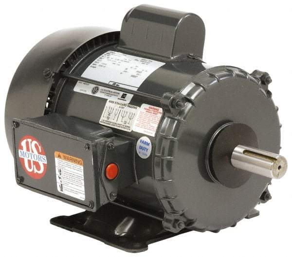 US Motors - 7-1/2 hp, TEFC Enclosure, 1,720 RPM, 230 Volt, 60 Hz, Industrial Electric AC/DC Motor - Size 215 Frame, Horizontal-Footed Mount, 1 Speed, Ball Bearings, 30.0 Full Load Amps, F Class Insulation - Makers Industrial Supply