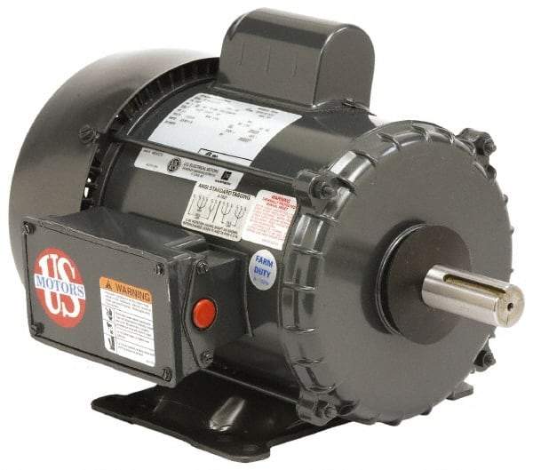 US Motors - 3/4 hp, TEFC Enclosure, 1,725 RPM, 115/230 Volt, 60 Hz, Industrial Electric AC/DC Motor - Size 56 Frame, 1 Speed, Ball Bearings, B Class Insulation, Reversible - Makers Industrial Supply