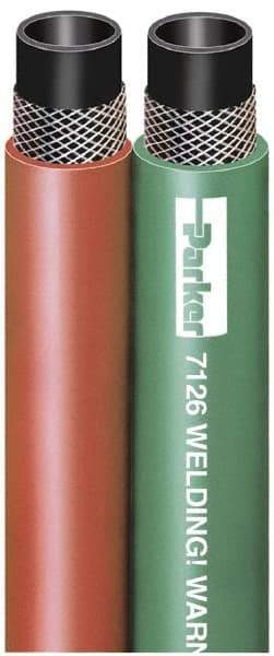 Parker - 3/16" Inside x 7/16" Outside Diam, Grade R Welding Hose - Green & Red, Twin Style, 200 psi Working Pressure - Makers Industrial Supply