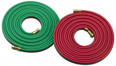 Parker - 3/8" Inside x 0.656" Outside Diam, Grade R Welding Hose - Green & Red, 50' Long, Twin Style, 200 psi Working Pressure - Makers Industrial Supply