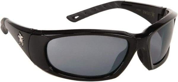 MCR Safety - Gray Lenses, Framed Safety Glasses - Anti-Fog, Scratch Resistant, Black Polycarbonate/Thermoplastic Rubber Frame, Size Universal, Wrap Around - Makers Industrial Supply