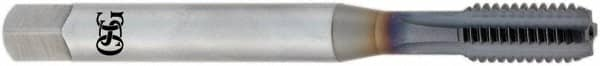 OSG - M22x2.00 Metric Coarse 6H 5 Flute TiCN Finish Powdered Metal Straight Flute Machine Tap - Bottoming, Right Hand Thread, 140mm OAL, 2-7/32" Thread Length, D8 Limit, Oversize - Exact Industrial Supply