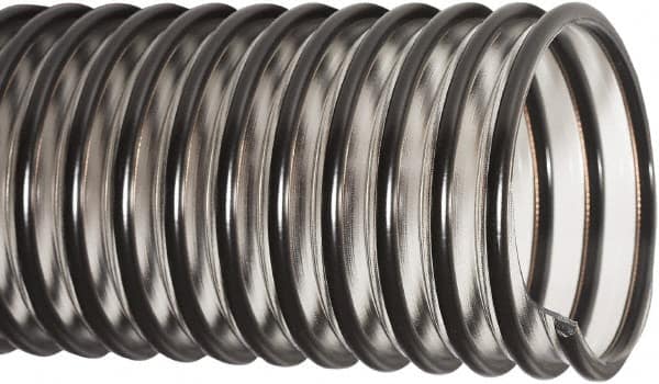 Flexaust - 6" ID, 12 Hg Vac Rating, 26 psi, Polyurethane Vacuum & Duct Hose - 25' Long, Clear/Black, 7-3/4" Bend Radius, -40 to 200°F - Makers Industrial Supply