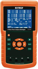 Extech - 3 Phase, 600 VAC, 200 to 3,000 Amp Capability, 45 to 65 Hz Calibration, LCD Display Power Meter - 0.5% Current Accuracy, 0.5% Voltage Accuracy - Makers Industrial Supply