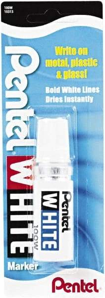 Pentel - White Permanent Marker - Broad Tip, AP Nontoxic Ink - Makers Industrial Supply