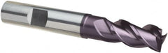 Guhring - 1/8", 1/4" LOC, 1/8" Shank Diam, 2" OAL, 3 Flute, Solid Carbide Square End Mill - Single End, FIREX Finish, Spiral Flute, 41/43/45° Helix, Centercutting, Right Hand Cut, Right Hand Flute, Series 4255 - Makers Industrial Supply