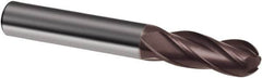 Guhring - 1/2" Diam, 1-1/4" LOC, 4 Flute Solid Carbide Ball End Mill - nano-A Finish, Single End, 3-1/2" OAL, 1/2" Shank Diam, Spiral Flute - Makers Industrial Supply