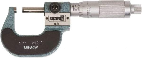 Mitutoyo - 0 to 1 Inch Range, Standard Throat, Electronic Outside Micrometer - 0.0001 Inch Accuracy, Friction Thimble, Rotating Spindle, Includes NIST Traceability Certification - Makers Industrial Supply