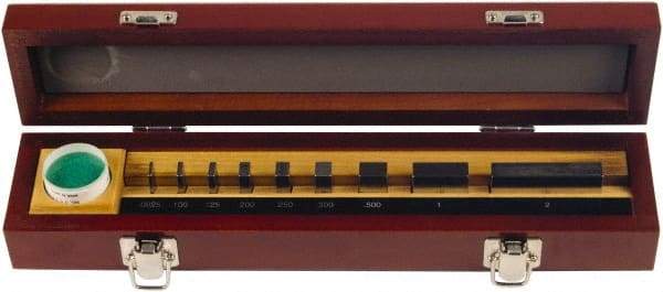 Mitutoyo - 9 Piece, 1/16 to 2", Grade AS-1, Steel Gage Block Set - Rectangular - Makers Industrial Supply