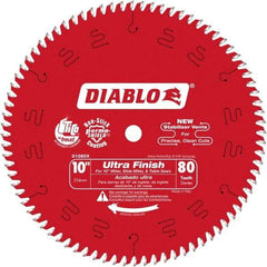 Freud - 10" Diam, 5/8" Arbor Hole Diam, 80 Tooth Wet & Dry Cut Saw Blade - Carbide-Tipped, Standard Round Arbor - Makers Industrial Supply