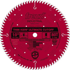 Freud - 10" Diam, 5/8" Arbor Hole Diam, 80 Tooth Wet & Dry Cut Saw Blade - Carbide-Tipped, Standard Round Arbor - Makers Industrial Supply