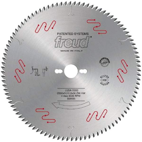 Freud - 300mm Diam, 1" Arbor Hole Diam, 96 Tooth Wet & Dry Cut Saw Blade - Carbide-Tipped, Standard Round Arbor - Makers Industrial Supply