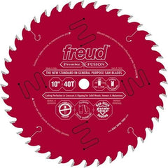 Freud - 10" Diam, 5/8" Arbor Hole Diam, 40 Tooth Wet & Dry Cut Saw Blade - Carbide-Tipped, Standard Round Arbor - Makers Industrial Supply