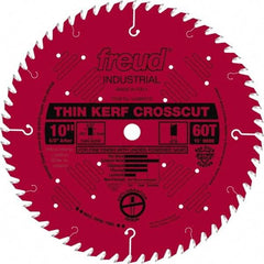 Freud - 10" Diam, 5/8" Arbor Hole Diam, 60 Tooth Wet & Dry Cut Saw Blade - Carbide-Tipped, Standard Round Arbor - Makers Industrial Supply