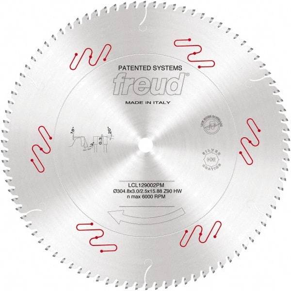 Freud - 305mm Diam, 3-1/8" Arbor Hole Diam, 36 Tooth Wet & Dry Cut Saw Blade - Carbide-Tipped, Standard Round Arbor - Makers Industrial Supply