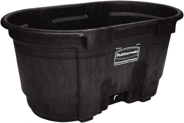 Rubbermaid - 100 Gallon Black Oval Plastic Stock Tank - 25" High x 31" Diam - Makers Industrial Supply