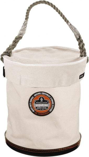 Ergodyne - 1 Pocket White Canvas Bucket Tool Organizer - 12-1/2" Wide x 12-1/2" Deep x 15" High - Makers Industrial Supply