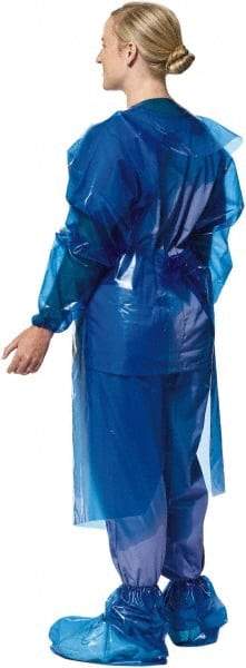 PolyConversions - 4 mil Thick Chemical Resistant Coat Apron - Polyolefin, Blue - Makers Industrial Supply