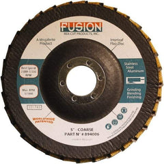 Rex Cut Product - 60 Grit, 5" Disc Diam, 7/8" Center Hole, Type 29 Aluminum Oxide Flap Disc - 12,200 Max RPM, Fiberglass Backing, Arbor Attaching System, Coated & Non-Woven Combo - Makers Industrial Supply