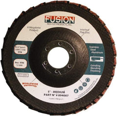 Rex Cut Product - 80 Grit, 5" Disc Diam, 7/8" Center Hole, Type 29 Aluminum Oxide Flap Disc - 12,200 Max RPM, Fiberglass Backing, Arbor Attaching System, Coated & Non-Woven Combo - Makers Industrial Supply